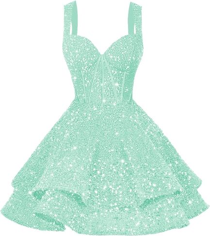 Clothfun Tiered Sequin Short Homecoming Dresses 2025 for Teens Sparkly Corset Sweet 16 Prom Cocktail Dress CY179 in Saudi Arabia