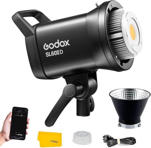 Godox SL60 SL60IID 70W LED فيديو ضوء، CRI96+ TLCI97+ 5600±200K، مدمج 8 تأثيرات FX، التطبيق/جهاز التحكم عن بعد لضبط السطوع، مصباح LED للتركيب على Bowens لتسجيل الفيديو والتصوير في الهواء الطلق in Saudi Arabia