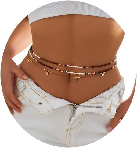 Simple Beaded Bikini Sexy Belly Body Chain Beads Waist Jewelry Summer Beach Crystal Beads Body Accessory for Women in Saudi Arabia