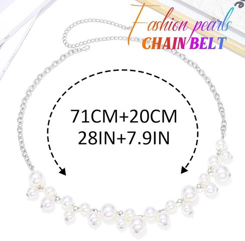 Cosydays Big Pearl Chain Belt Silver Weist Chain for Dress Fashion Body Jewelry Association for Women in Saudi Arabia