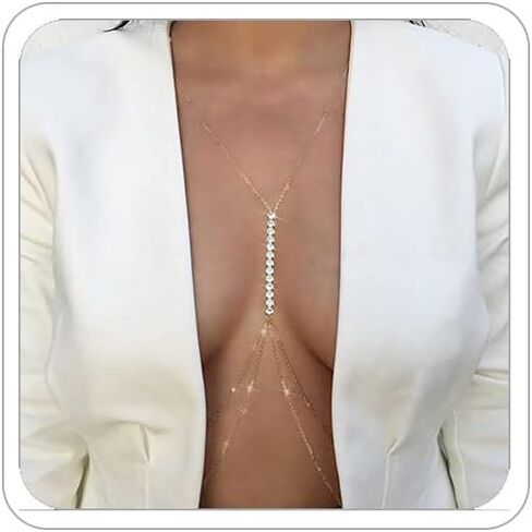 سلسلة جسم ذهبية 14K للنساء حبات الخصر المثيرة سلسلة راينستون بطن الخصر سلسلة بيكيني برا جسم المجوهرات الصيفية الشاطئ in Kuwait