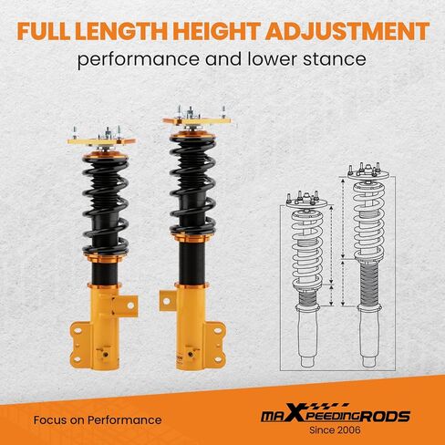 maXpeedingrods Coilovers for Hyundai Genesis Coupe 200-2016 2-Door Model, Spring Shock Absorber Coilovers Suspension Kit Strut, Ride Height Lowering Kits by 1-3" Gold in Saudi Arabia