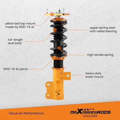 maXpeedingrods Coilovers for Hyundai Genesis Coupe 200-2016 2-Door Model, Spring Shock Absorber Coilovers Suspension Kit Strut, Ride Height Lowering Kits by 1-3" Gold in Saudi Arabia