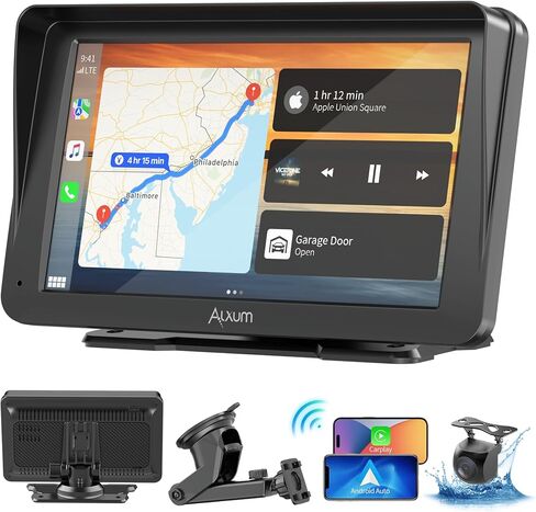 Alxum 2 in 1 Wireless CarPlay Android Auto Adapter - Convert Wired Carplay to Wireless Car Play Android Auto Dongle Switch for Cars with OEM Factory Carplay System, Support iOS 10+ and Android 12+ in Kuwait