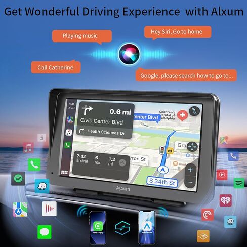 Alxum 2 in 1 Wireless CarPlay Android Auto Adapter - Convert Wired Carplay to Wireless Car Play Android Auto Dongle Switch for Cars with OEM Factory Carplay System, Support iOS 10+ and Android 12+ in Kuwait
