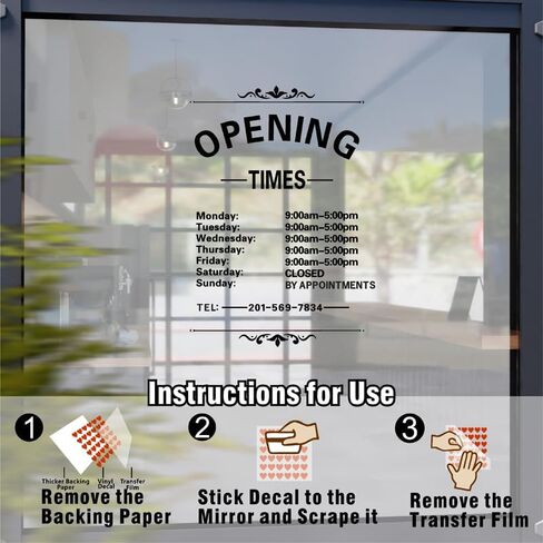Business Hours Window Decal Business Hours Sign for Glass Door Changeable Store Hours Signs Decals Open Closed Signs Decal for Business Coffee Shop Salon Office Outside Hours of Operation Decor (White) in Saudi Arabia