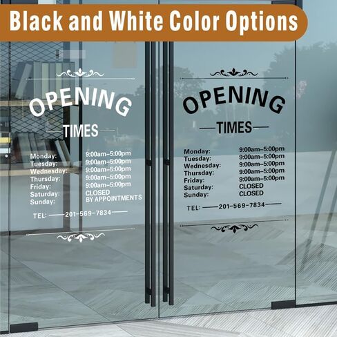 Business Hours Window Decal Business Hours Sign for Glass Door Changeable Store Hours Signs Decals Open Closed Signs Decal for Business Coffee Shop Salon Office Outside Hours of Operation Decor (White) in Saudi Arabia