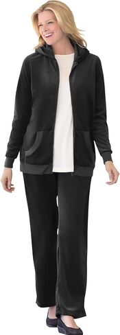 Woman Within Plus Size Petite 2-Piece Velour Hoodie Set in Saudi Arabia
