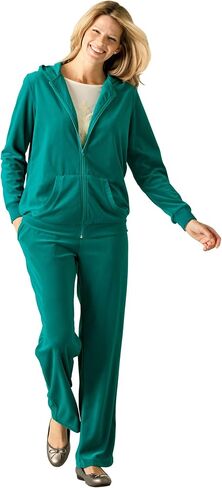 Woman Within Plus Size Petite 2-Piece Velour Hoodie Set in Saudi Arabia