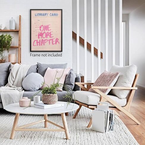 Xmopnitin Pink Vintage Library Wall Art One Chapter Chapter Book Poster Trendy Bookish Quote Canvas Prints for Reading Nook Wall Decor in Saudi Arabia