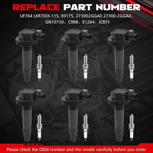 UF553 Set of 6 Ignition Coil Pack and Iridium Spark Plugs Fit for Ford Edge,Flex,Taurus,Transit-150/250/350/350HD,Explorer,F-150,Mustang 2007-2018&Lincoln 2007-2017,Replace7T4Z12029DA,UF595,LTR6IX-11 in Saudi Arabia