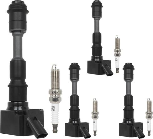 Coil Coil Coils & Iridium Spark Plugs UF756 لـ Volvo XC60 2015-2020 ، XC90 2016-2020 ، S60 2015-2020 ، XC40 2019-2020 ، S80 2016 ، S90 2017-2020 ، V60 ، V90 ، XC70 ، 2.0LL Set من 4 in Saudi Arabia