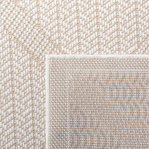 SAFAVIEH Bermuda Collection Runner Rug - 2' x 12', Cream & Beige, Non-Shedding & Easy Care, Machine Washable Indoor/Outdoor & Washable-Ideal for Patio, Backyard, Mudroom (BMU811A) in Saudi Arabia