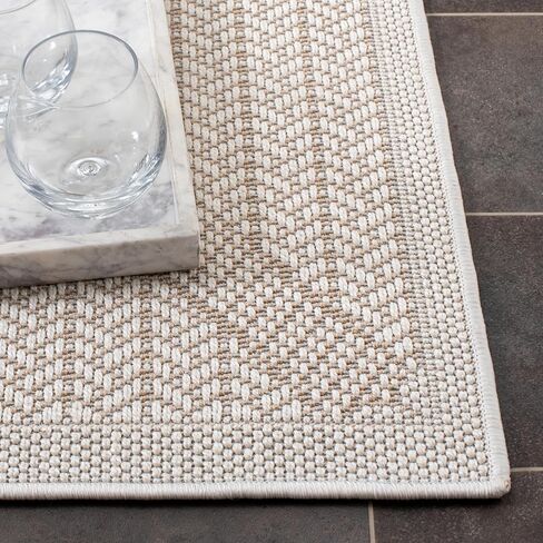 SAFAVIEH Bermuda Collection Runner Rug - 2' x 12', Cream & Beige, Non-Shedding & Easy Care, Machine Washable Indoor/Outdoor & Washable-Ideal for Patio, Backyard, Mudroom (BMU811A) in Saudi Arabia