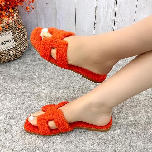 Women's Furry Slippers - Versatile Indoor/Outdoor Slippers with Plush Cotton Upper and Soft Sole - Perfect for Parties, Gatherings, Casual Wear, Vacations, and Beach Days in Kuwait