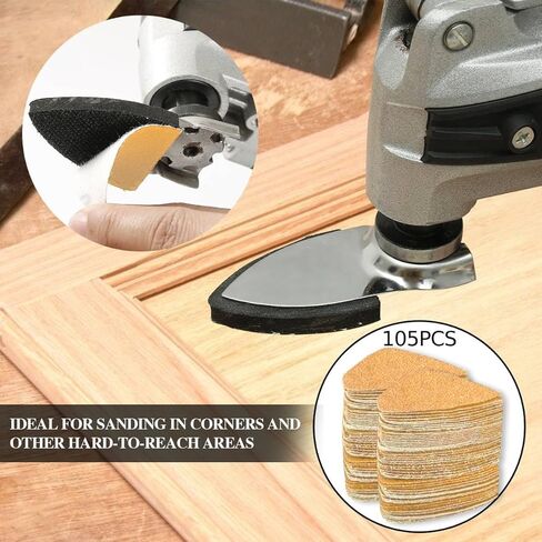 Gulrear 119PCS Multitool Sanding Pads for Oscillating Tool Sanding Attachments, Contains Triangle and Finger Sandpaper in a Variety of Grits, Detail Sanders for Woodworking, Metal and Other Surfaces in Kuwait