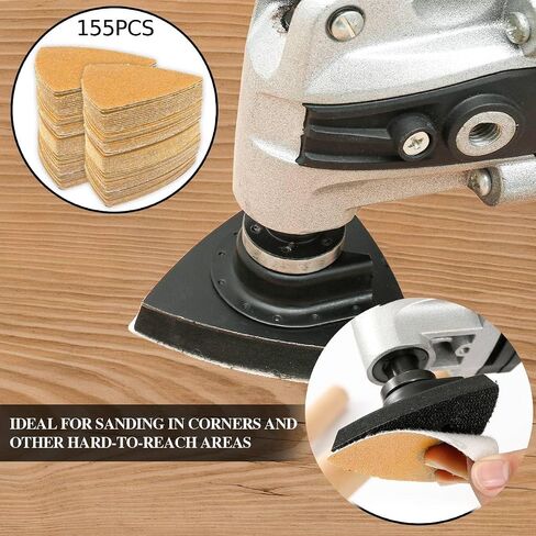 Gulrear 119PCS Multitool Sanding Pads for Oscillating Tool Sanding Attachments, Contains Triangle and Finger Sandpaper in a Variety of Grits, Detail Sanders for Woodworking, Metal and Other Surfaces in Kuwait