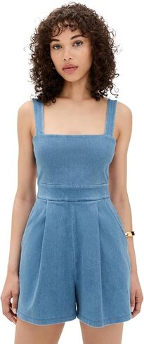 Susana Monaco Women's Stretch Denim Apron Romper in Saudi Arabia