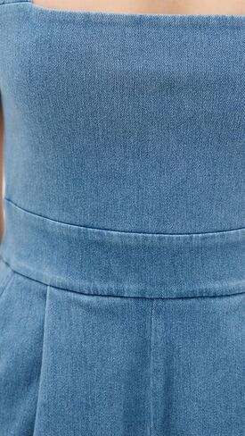 Susana Monaco Women's Stretch Denim Apron Romper in Saudi Arabia