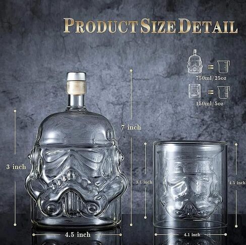 Stormtrooper Blaster Decanter Set, Gifts for Men, Dad - Star Wars Sci-Fi Blaster Force Gun Whiskey & Wine Set 750ml - Energized Particle Weaponry Elegant Decanters 24" - 4x Trooper Shots Base Gift in Kuwait