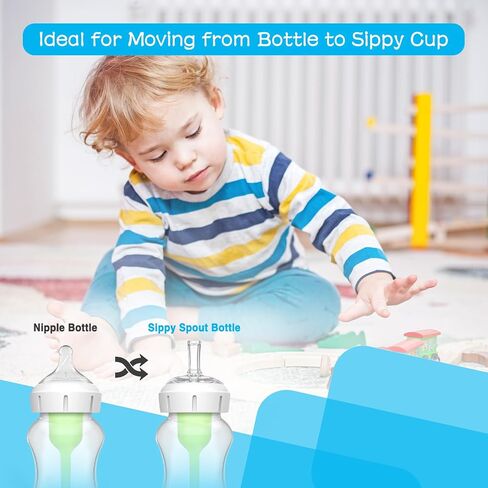 4Pcs Sippy Straw Nipples Compatible with Dr. Brown's Narrow Bottles & Narrow Sippy Spout Bottles, Transition Sippy Spouts Soft Silicone Replacement Spout Nipples, BPA-Free, 6m+, Variable Flow in Saudi Arabia