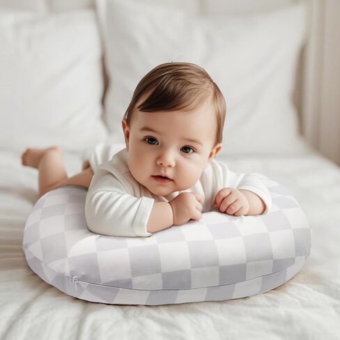 2-Pack Nursing Pillow Cover,Ultra-Soft Stretchy Breastfeeding Pillowcase for Baby Boys Girls,Fits 22.5"x18" Pillows,Removable Feeding Pillow Slipcover for Newborn(Baseball & Blue Checkered) in Kuwait