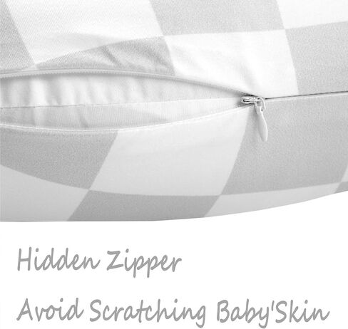 2-Pack Nursing Pillow Cover,Ultra-Soft Stretchy Breastfeeding Pillowcase for Baby Boys Girls,Fits 22.5"x18" Pillows,Removable Feeding Pillow Slipcover for Newborn(Baseball & Blue Checkered) in Kuwait