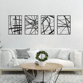 Art3Dwallpanels أسود مجردة جدار الفن ، معدن واحد خط واحد ديكور جدار الفن ، التماثيل ثلاثية الأبعاد ، ديكور الحديث لدراسة حمام غرفة المعيشة ، 17 '× 12' '، 4 حزمة in Kuwait