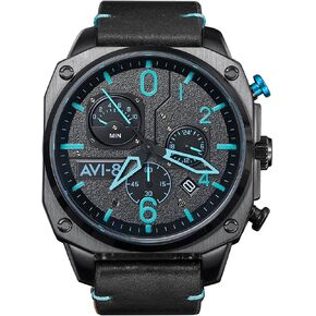 AVI-8 Mens 45mm Hawker Hunter Retrograde Chronograph Japanese Quartz Pilot Watch with Leather, Rubber or Stainless Steel Strap AV-4052 in Kuwait