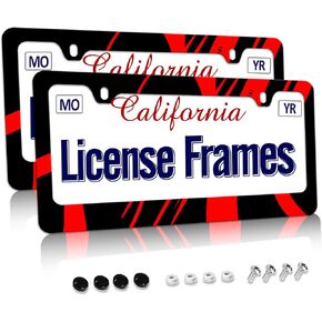 Stainless Steel Hibiscus Flower License Plate Frame Hibiscus License Plate Holder， Tropical Floral Car License Plate Covers Accessory tag Frame with Screws for Women 12.3" X 6.3" in Saudi Arabia