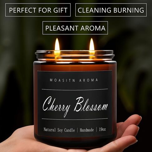 MOASITN Sandalwood Large Heavenly Scented Candles for Home|19oz 100h Long Lasting Clean Burn|Natural Soy Aromatherapy Candle|2 Wick Jar Candle for Women,Men as Relaxing,Birthday,Housewarming Gifts in Kuwait