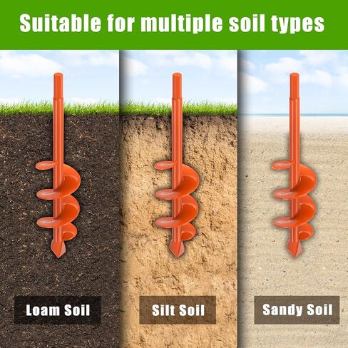 Auger Drill Bit for Planting 2x32 Inch, Heavy Duty Garden Earth Auger with Safety Edges & Orange Anti-Rust Coating, Compatible with Cordless Drills for Clay/Rocky Soil/Sandy Lawn (Hex Shank) in Kuwait