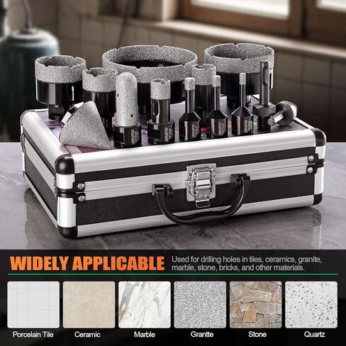 Diamond Hole Saw Kit Tile Drill Bits, 11 PCS Diamond Core Drill Bits Set 6/8/10/19/25/35/51/65mm+50mm Chamfer Saw +20mm Finger Bit+SDS Adapter Porcelain Hollow Drill Hole Saw for Ceramic, Granite in Saudi Arabia