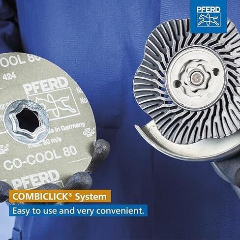 PFERD 40735 Combiclick Fibre Disc, Ceramic Oxide Co-Cool, 5" Diameter, 12200 RPM, 60 Grit (Pack of 25) in Saudi Arabia