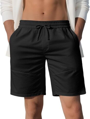 Men's Casual Shorts Work Dress Shorts Drawstring Stretch Summer Beach Flat Front Hybrid Shorts Lightweight Quick Dry in Saudi Arabia