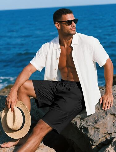 Men's Casual Shorts Work Dress Shorts Drawstring Stretch Summer Beach Flat Front Hybrid Shorts Lightweight Quick Dry in Saudi Arabia