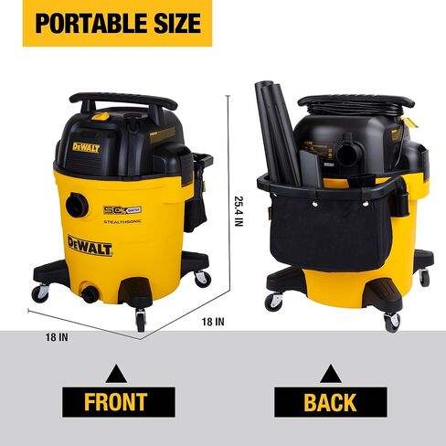 DEWALT 6 Gallon STEALTHSONIC Shop Vacuum Wet and Dry DXV06PL-QT, Ultra Quiet 4 Peak HP Wet Dry Vac for Jobsite & Workshop in Kuwait