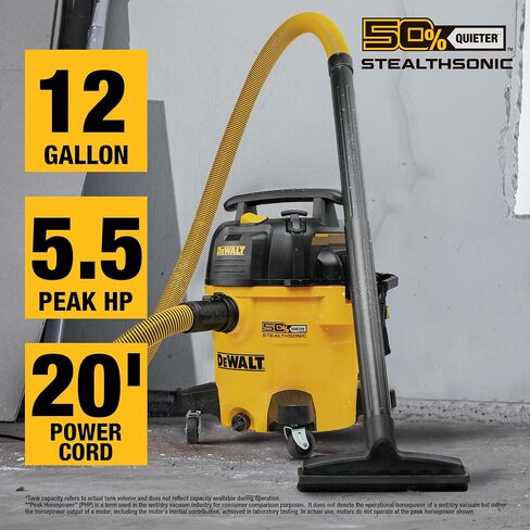 DEWALT 6 Gallon STEALTHSONIC Shop Vacuum Wet and Dry DXV06PL-QT, Ultra Quiet 4 Peak HP Wet Dry Vac for Jobsite & Workshop in Kuwait