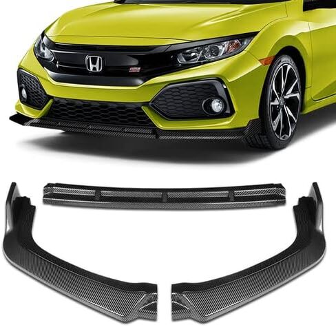 3 Pieces Type-R Style Front Bumper Lip Chin Spoiler Splitter Side Body Kit Trim Protection Compatible with 2017-2021 Honda Civic Si Model, 2018 2019 2020 (Painted Black) in Saudi Arabia
