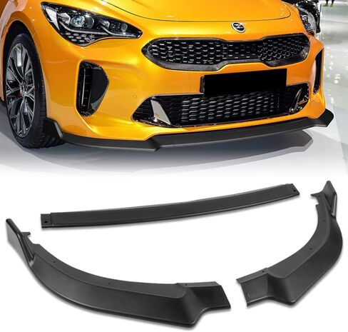 Q1-TECH, 9-Piece Front Bumper Lip & Side Skirt Extensions Diffuser Fit for 2018 2019 2020 2021 2022 2023 Kia Stinger (GT-Line), Front Bumper Lip Spoiler Air Chin Body Splitter ABS (Painted Black) in Kuwait