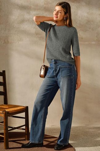 Arach&Cloz Women's Wool Blend Old Money Cable Knit Elbow Sleeve Sweaters 2025 in Saudi Arabia