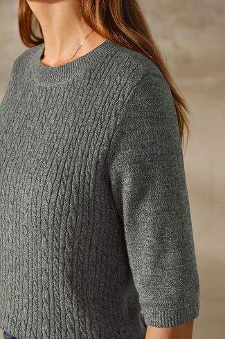 Arach&Cloz Women's Wool Blend Old Money Cable Knit Elbow Sleeve Sweaters 2025 in Saudi Arabia