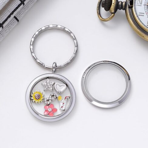 kvekstio عائم Locket المقاوم المقاوم للصدأ هدية المفاتيح الزجاجية للنساء ، سحر عائم صغير الحلية هدية مفاتيح لطيف in Saudi Arabia