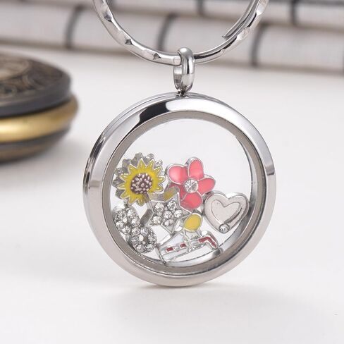 kvekstio عائم Locket المقاوم المقاوم للصدأ هدية المفاتيح الزجاجية للنساء ، سحر عائم صغير الحلية هدية مفاتيح لطيف in Saudi Arabia