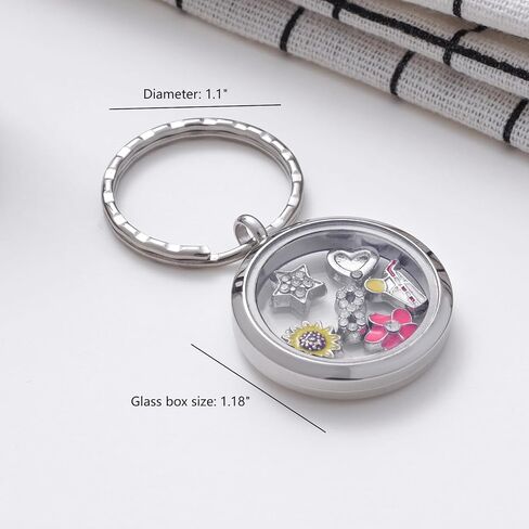 kvekstio عائم Locket المقاوم المقاوم للصدأ هدية المفاتيح الزجاجية للنساء ، سحر عائم صغير الحلية هدية مفاتيح لطيف in Saudi Arabia