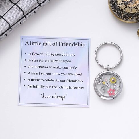 kvekstio عائم Locket المقاوم المقاوم للصدأ هدية المفاتيح الزجاجية للنساء ، سحر عائم صغير الحلية هدية مفاتيح لطيف in Saudi Arabia