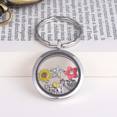 kvekstio عائم Locket المقاوم المقاوم للصدأ هدية المفاتيح الزجاجية للنساء ، سحر عائم صغير الحلية هدية مفاتيح لطيف in Saudi Arabia