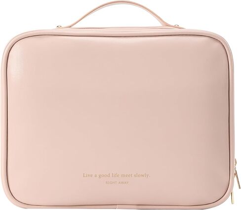 RIGHT AWAY Travel Toiletry Bag for Women, Makeup Bag& Cases, Waterproof Makeup Organizer Cosmetic Bag with Compartments,Portable Make Up Bag for Travel Size Toiletries,Skincare,Brushes Set,Pink in Kuwait