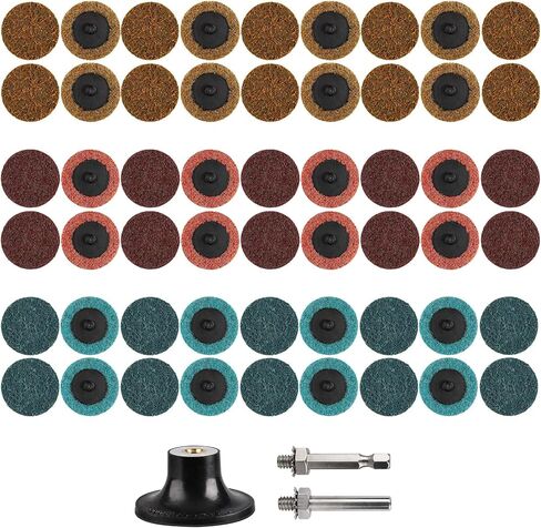 103Pcs 2 Inch Quick Change Sanding Discs Die Grinder Abrasive Set with 1/4" Roll Lock Holder Power Drill Accessories for Metal Wood Surface Grinding Polishing Deburring Rust & Paint Removal in Kuwait