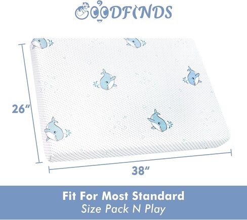 Trifold Pack and Play Mattress, 38x26 Dual Sided Foldable Memory Foam Baby Mattress for Pack N Play, 3 Inch Thick Pack N Play Mattresses with Carrying Bag, Breathable & Washable in Saudi Arabia